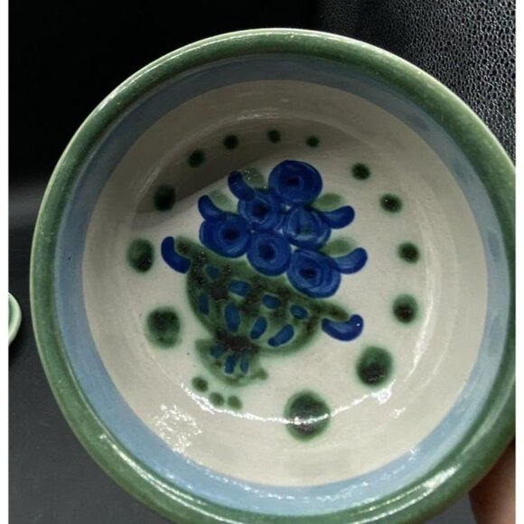 M A Hadley Blueberries Porringer Handled Soup Bowl with Lid - Picture 2 of 10